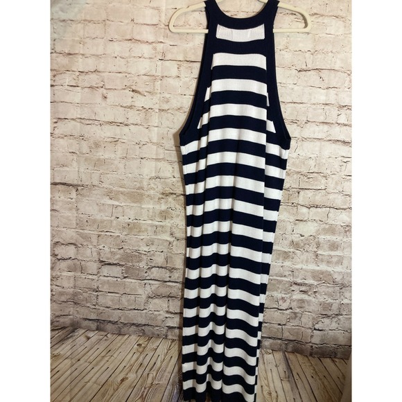 Old Navy Maxi Dress Womens 3X Navy & White Striped Ribbed Knit Stretchy Plus - Picture 10 of 12